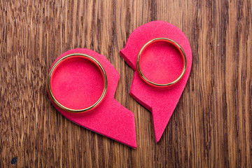 Golden Ring On Red Broken Heart