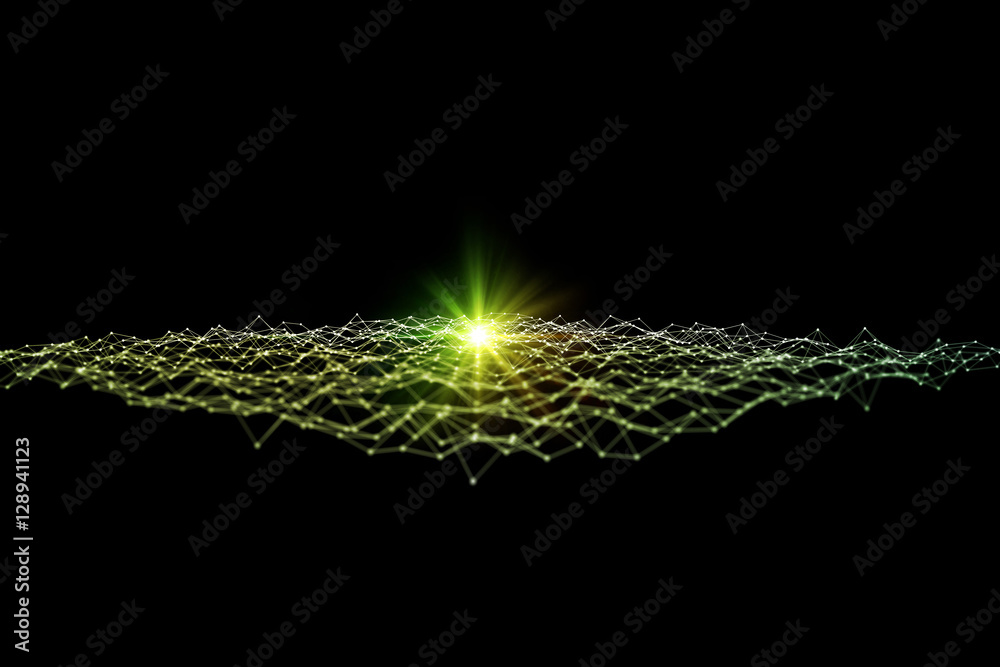 Aufkleber mesh network abstract background, 3D rendering, mixed media