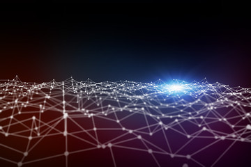 mesh network abstract background, 3D rendering, mixed media