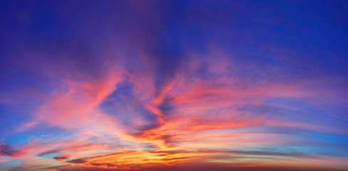 Obraz premium Soft focus. Sky, Bright Blue, Orange And Yellow Colors Sunset Pa