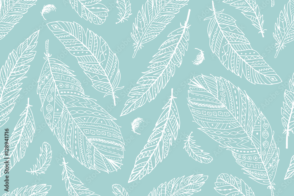 Aufkleber Feather seamless pattern for your design