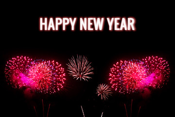 fireworks on night sky happy new year festival