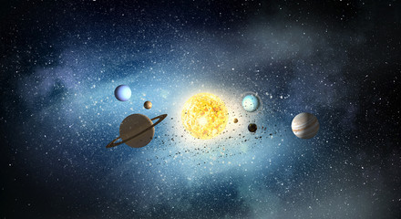 Obraz na płótnie Canvas System of planets . Mixed media