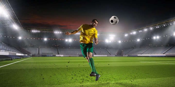 Soccer palyer kick ball . Mixed media © Sergey Nivens