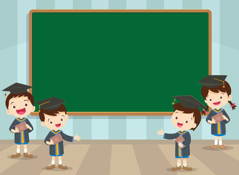 graduation students and chalkboard