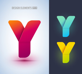 Set of abstract letter Y collection. Can be used for corporate identity, application icon, comapny logotype, different logo sign designs. Origami paper style - obrazy, fototapety, plakaty