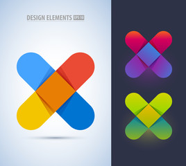Set of abstract letters: X collection. Can be used for corporate identity, application icon, company logotype, different logo sign designs.