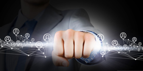 Man catch stream of light