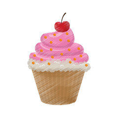 Delicious cupcake dessert icon vector illustration graphic design