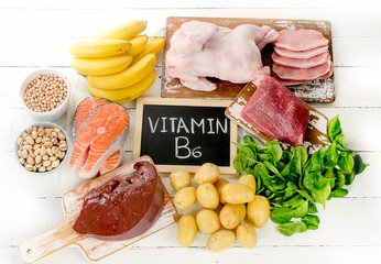 Products with Vitamin B6. Healthy diet concept.