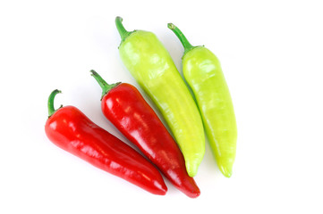 fresh farm picked red and green peppers