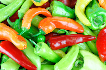 colorful farm picked fresh peppers background