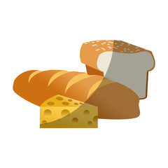 Bread and cheese icon. Healthy organic fresh and natural food theme. Isolated design. Vector illustration