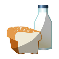 Milk bottle and bread icon. Healthy organic fresh and natural food theme. Isolated design. Vector illustration