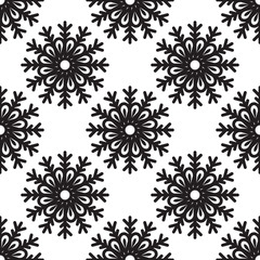 Seamless pattern with snowflakes. Continuous looping snow pattern for your background.