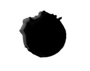 Black ink stain spot isolated on white background
