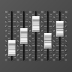 Sound mixer console, dj equipment slider buttons 