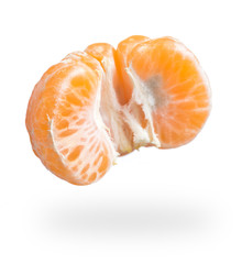  Peeled tangerine or orange mandarin fruit isolated on white bac