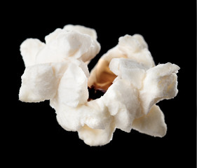 popcorn isolated on black.