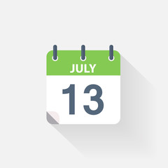 13 july calendar icon