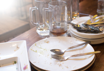 Empty plate after eating on the table