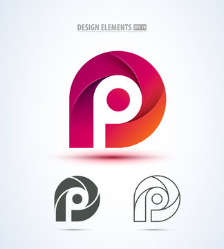 Abstract letter P logo icon set for corporate identity design isolated on white background.