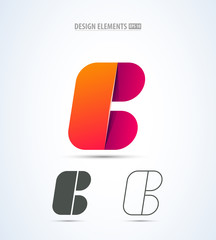 Vector abstract letter C or B icon design. Corporate identity sign collection. Application icon. Fashion illustration set