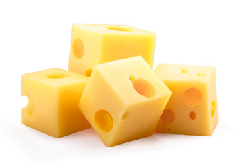 Group of holey cheese cubes, paths