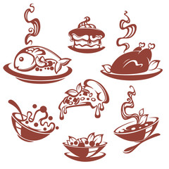 common food and everyday meal, vector collection of symbols and