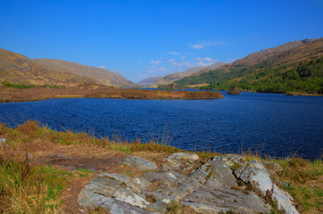 Fototapeta premium Loch Eilt Lochaber West Highlands of Scotland near Glenfinnan and Lochailort and west of Fort William
