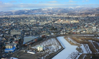 Obraz premium Snow, garden, Mr.Fuji, Hakodate, landscape.