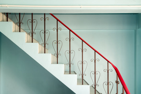 Railing banister stairs down  curved steel