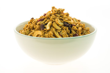 Granola in white bowl