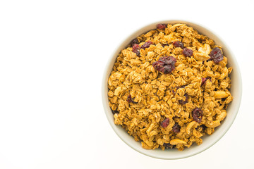 Granola in white bowl