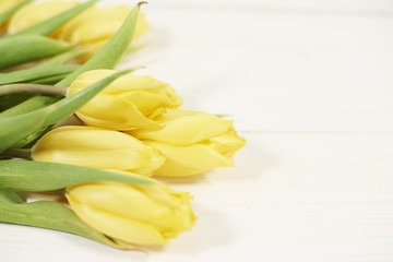 Bunch of yellow tulips with copy space .