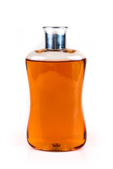 Orange soap bottle isolated on white background isolated on white background