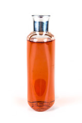 Orange soap bottle isolated on white background isolated on white background