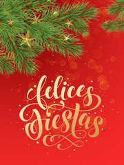 Fototapeta na wymiar Spanish Felices Fiestas holidays greeting card decoration background