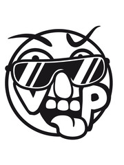 Circle round comic cartoon face cool sunglasses vip important very importent person smile emote design