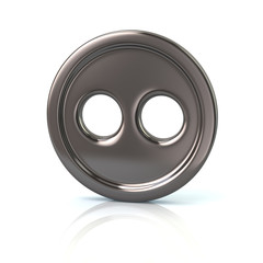 3d illustration of silver sewing button