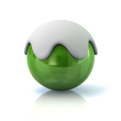 Green sphere with snow