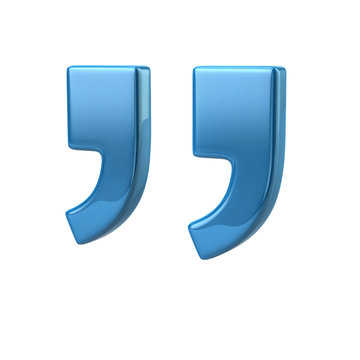 3d illustration of blue quote marks