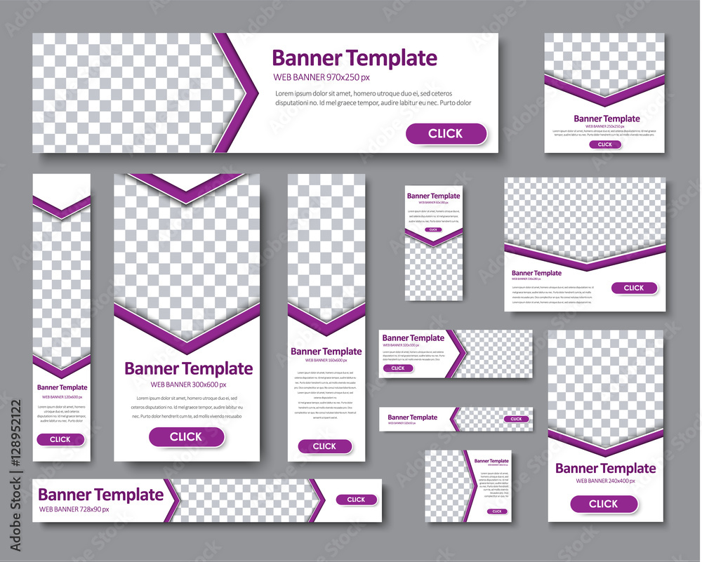 Poster Templates web banners in standard sizes with space for photo