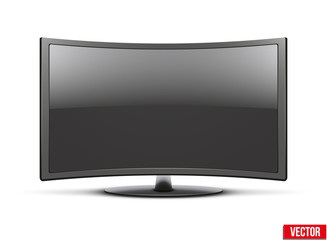 Frontal view of curved widescreen led or lcd tv monitor. Vector Illustration isolated on white