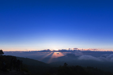 beautiful sunrise at doi inthanon national park
