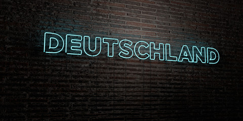 DEUTSCHLAND -Realistic Neon Sign on Brick Wall background - 3D rendered royalty free stock image. Can be used for online banner ads and direct mailers..