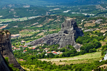 Fototapeta na wymiar Meteora Rock Formations. One of the largest complexes of monasteries in Greece