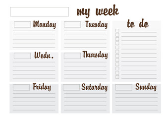 weekly planer blank template - obrazy, fototapety, plakaty