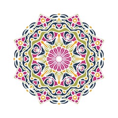 Kaleidoscope big bud. Oriental pattern illustration. Flower background