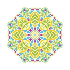Kaleidoscope big bud. Oriental pattern illustration. Flower background